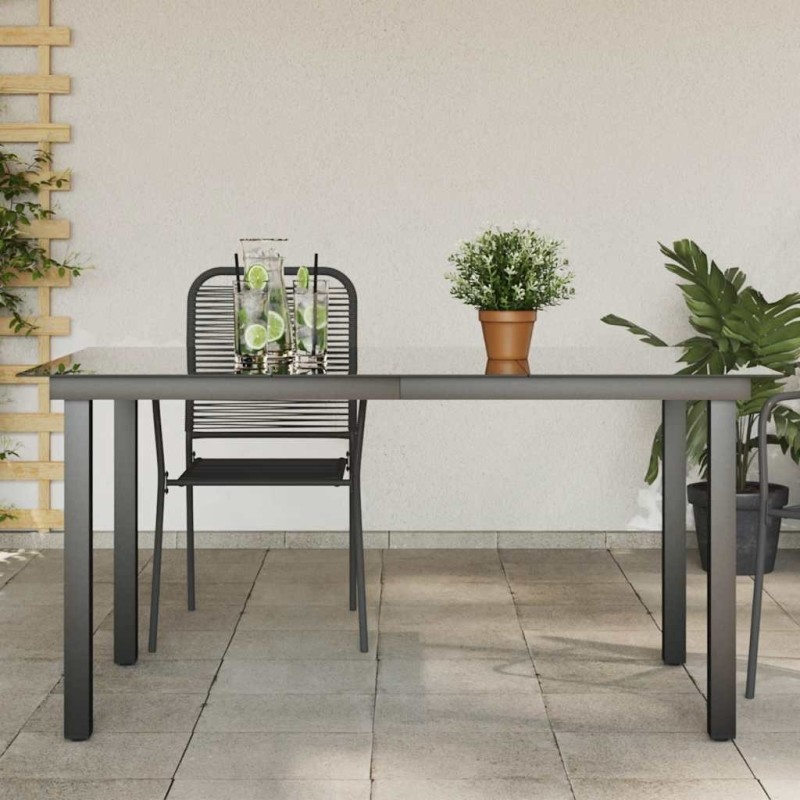Table de jardin Noir 150x90x74 cm Aluminium et verre 552502552502