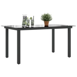 Table de jardin Noir 150x90x74 cm Aluminium et verre 552502552502