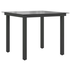 Table de jardin Noir 80x80x74 cm Aluminium et verre 552507552507