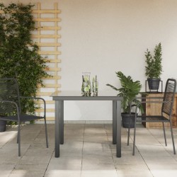 Table de jardin Noir 80x80x74 cm Aluminium et verre 552507552507