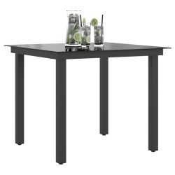 Table de jardin Noir 80x80x74 cm Aluminium et verre 552507552507