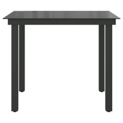 Table de jardin Noir 80x80x74 cm Aluminium et verre 552507552507
