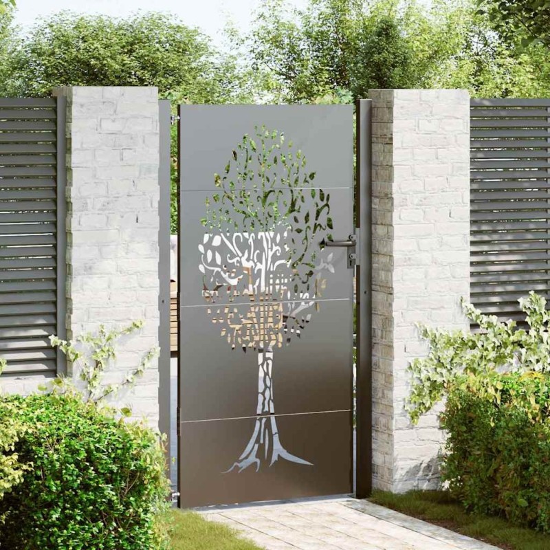 Porte de Jardin Noir 110 x 205 cm Acier peint par poudre 552525552525