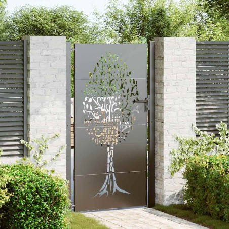 Porte de Jardin Noir 110 x 205 cm Acier peint par poudre 552525552525