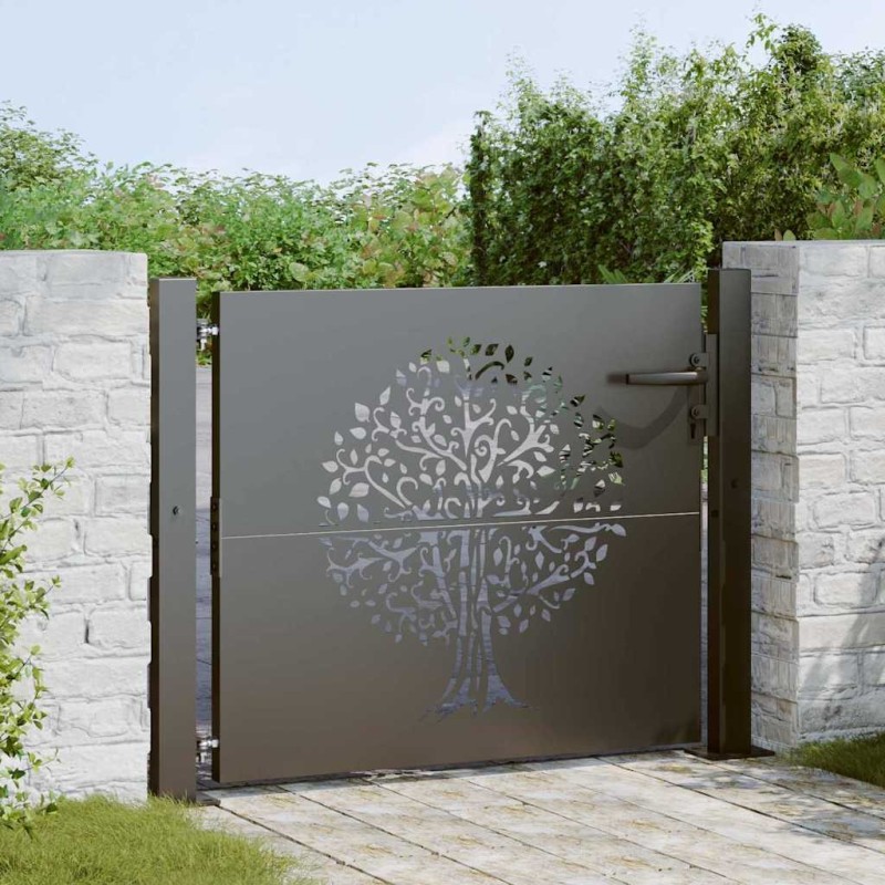 Porte de Jardin Noir 110 x 105 cm Acier peint par poudre 552529552529
