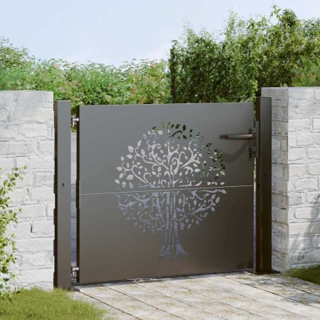 Porte de Jardin Noir 110 x 105 cm Acier peint par poudre 552529552529