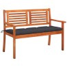 Banc de jardin 2 places avec coussin 120 cm Bois d'eucalyptus 552533552533