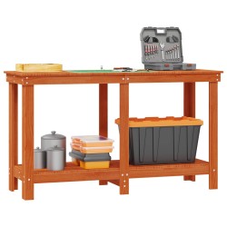 Établi avec étagère Brun Ciré 140 x 50 x 80 cm Pin massif 552598552598