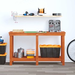 Établi avec étagère Brun Ciré 140 x 50 x 80 cm Pin massif 552598552598
