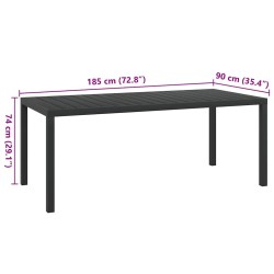 Table de jardin Noir 185 x 90 x 74 cm Aluminium et WPC 552666552666