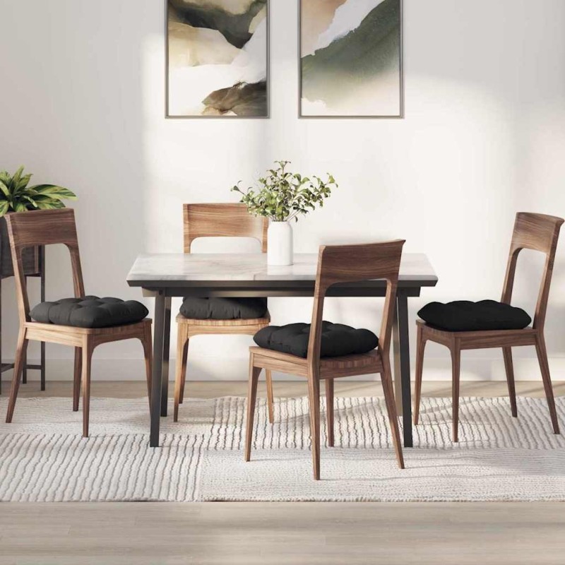Coussins de siège 4 pcs Noir 45 x 45 cm Tissu en microfibre 552676552676