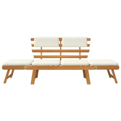 Banc de jardin avec coussins 2-en-1 190 cm Bois solide d'acacia 552693552693