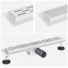 Drain de Douche avec Design Linéaire Argenté 60 cm 552696552696