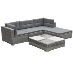 Salon de jardin 5 pcs avec coussins résine tressée gris 552790552790