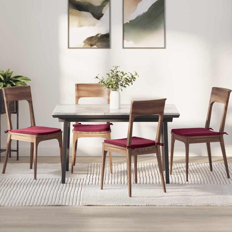Coussins de siège 4 pcs Bordeaux 40 x 40 x 3 cm Velours 552797552797