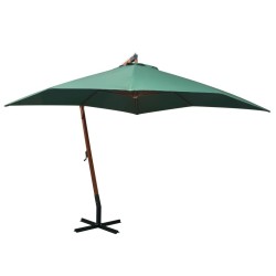 Parasol suspendu avec poteau en bois 300x300 cm vert 552813552813