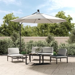 Parasol avec éclairage LED 300cm Poteau en métal Sable 552814552814