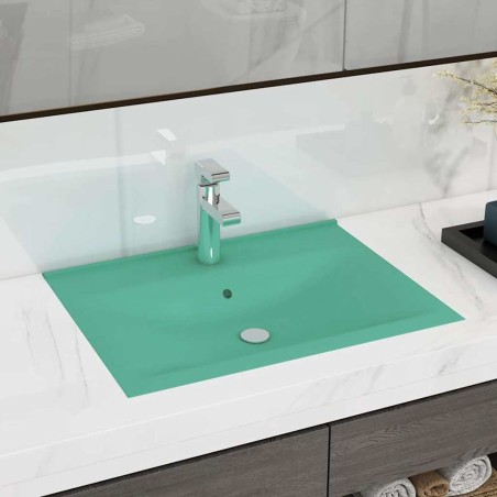 Lavabo avec trou de robinet Vert clair mat 60x46 cm Céramique 552816552816