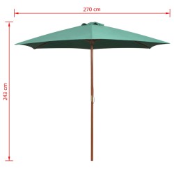 Parasol avec poteau en bois 270 x 270 cm Vert 552819552819