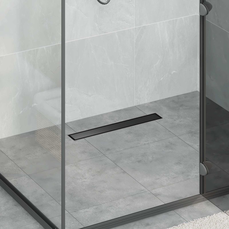 2 en 1 Drain de Douche Noir 60 cm Acier Inox 304 552826552826
