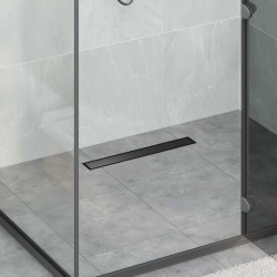 Évacuation de douche 2-en-1 avec siphon à 360° Noir 50 cm 552829552829