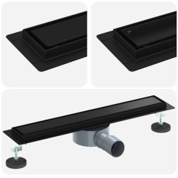 Évacuation de douche 2-en-1 avec siphon à 360° Noir 50 cm 552829552829