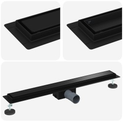 2 en 1 Drain de Douche Noir 80 cm Acier Inox 304 552837552837