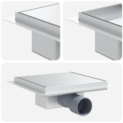 2 en 1 Drain de Douche Argenté 20 x 20 cm Acier Inox 304 552842552842