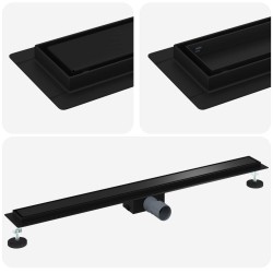 2 en 1 Drain de Douche Noir 100 cm Acier Inox 304 552849552849