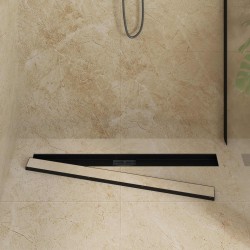 2 en 1 Drain de Douche Noir 100 cm Acier Inox 304 552849552849