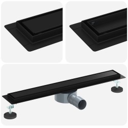 Évacuation de douche 2-en-1 avec siphon à 360° Noir 60 cm 552855552855