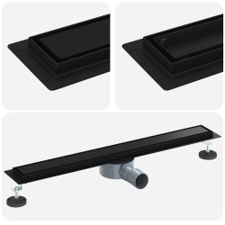 Évacuation de douche 2-en-1 avec siphon à 360° Noir 70 cm 552856552856