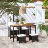 Ensemble à manger d'extérieur 5 pcs Rotin et bois d'acacia Noir 552858552858