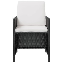 Ensemble à manger d'extérieur 5 pcs Rotin et bois d'acacia Noir 552858552858