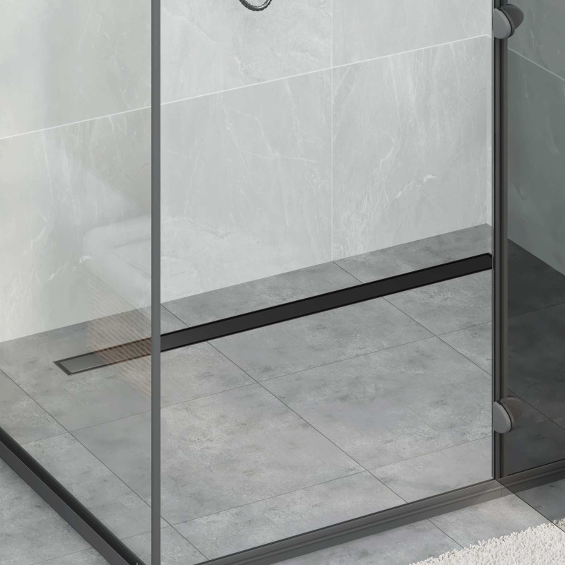 Évacuation de douche 2-en-1 avec siphon à 360° Noir 100 cm 552860552860