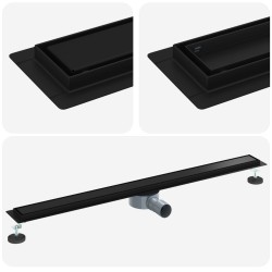 Évacuation de douche 2-en-1 avec siphon à 360° Noir 100 cm 552860552860