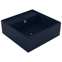 Lavabo carré à trop-plein Bleu foncé mat 41x41 cm Céramique 552862552862