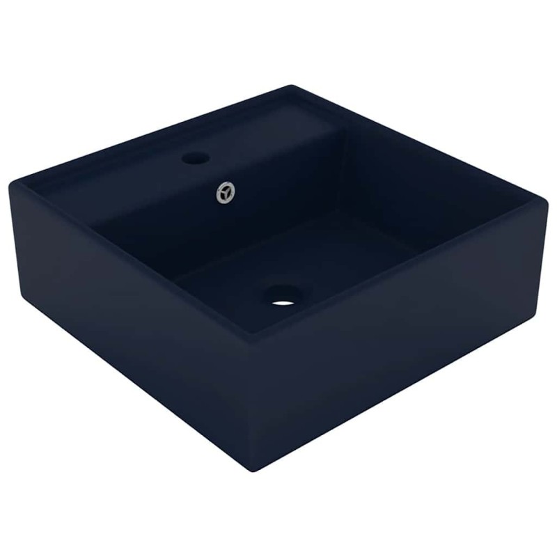 Lavabo carré à trop-plein Bleu foncé mat 41x41 cm Céramique 552862552862
