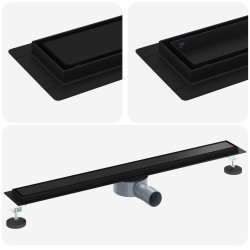 Évacuation de douche 2-en-1 avec siphon à 360° Noir 80 cm 552868552868