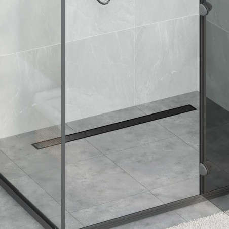 Évacuation de douche 2-en-1 avec siphon à 360° Noir 90 cm 552869552869