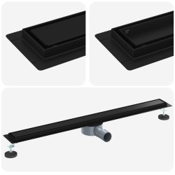 Évacuation de douche 2-en-1 avec siphon à 360° Noir 90 cm 552869552869