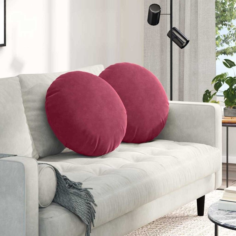 Coussins de siège 2 pcs Bordeaux Ø50 x 19 cm Velours 552911552911