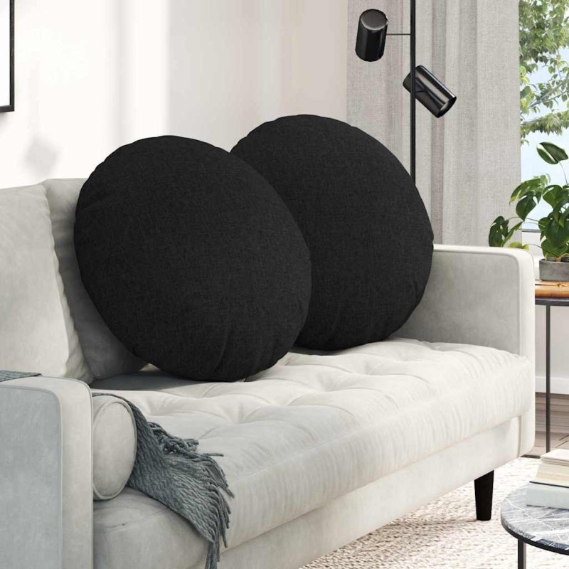 Coussins de siège 2 pcs Noir Ø60 x 21 cm tissu 552912552912