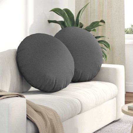 Coussins de siège 2 pcs Gris foncé Ø60 x 21 cm tissu 552923552923