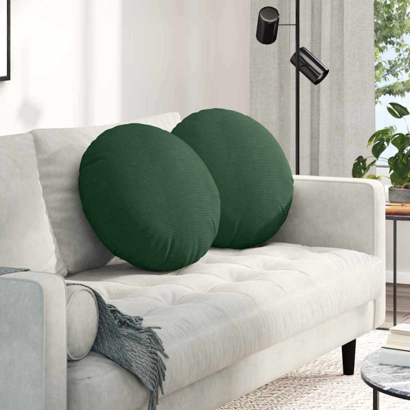 Coussins de siège 2 pcs Vert foncé Ø50 x 19 cm 552927552927