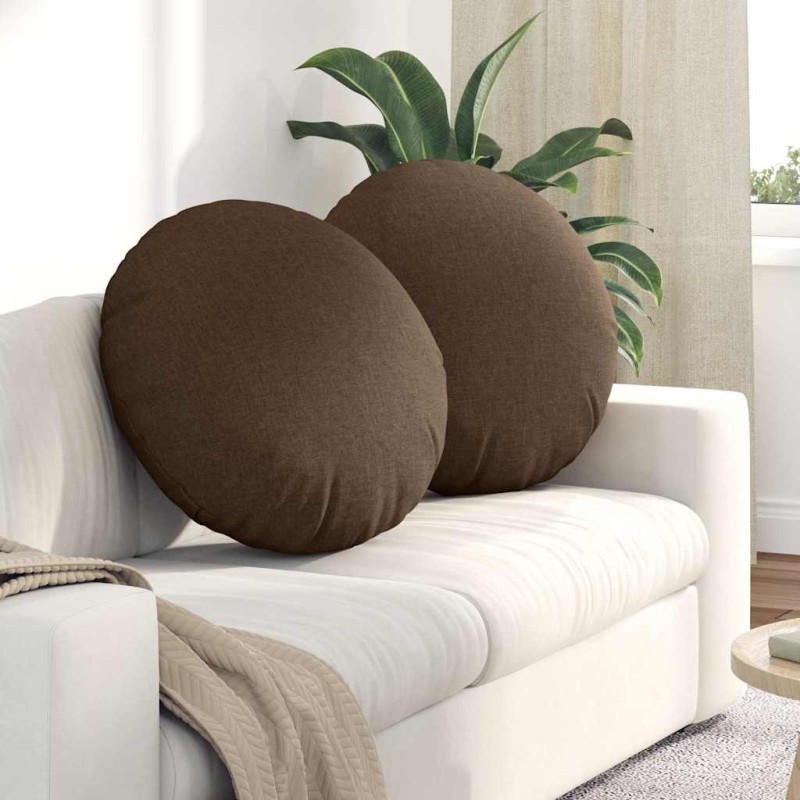 Coussins de siège 2 pcs Marron Ø60 x 21 cm tissu 552932552932