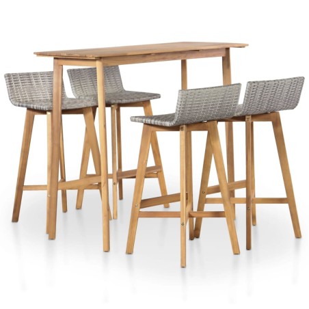 Ensemble à manger d'extérieur 5 pcs Bois d'acacia solide 552934552934