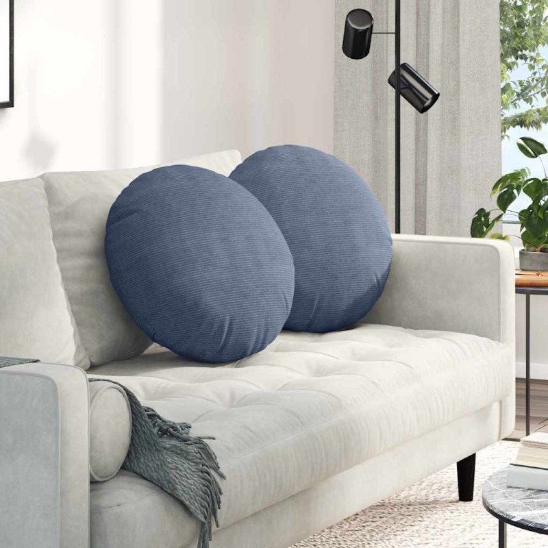 Coussins de siège 2 pcs Bleu Ø50 x 19 cm 552935552935