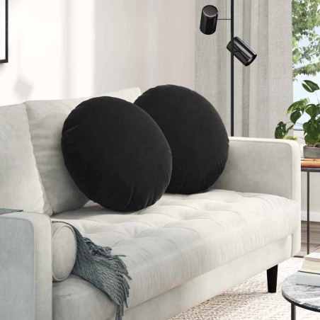 Coussins de siège 2 pcs Noir Ø50 x 19 cm Velours 552939552939