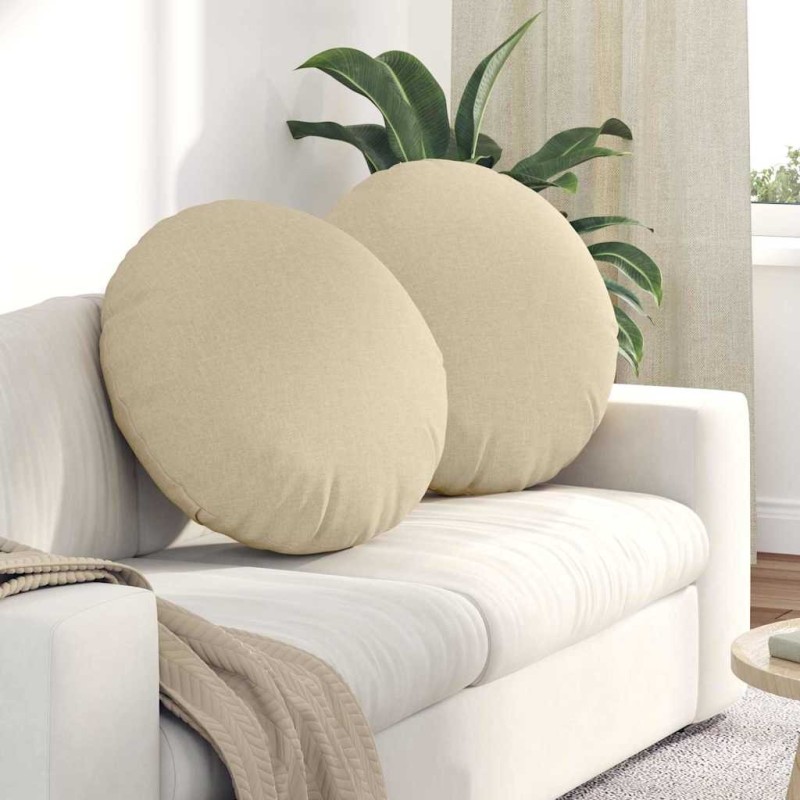 Coussins de siège 2 pcs Crème Ø60 x 21 cm tissu 552941552941
